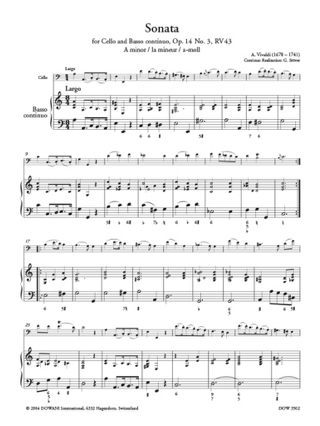 Sonate op. 14 n°3, RV 43 en la min. - VIVALDI - Partition